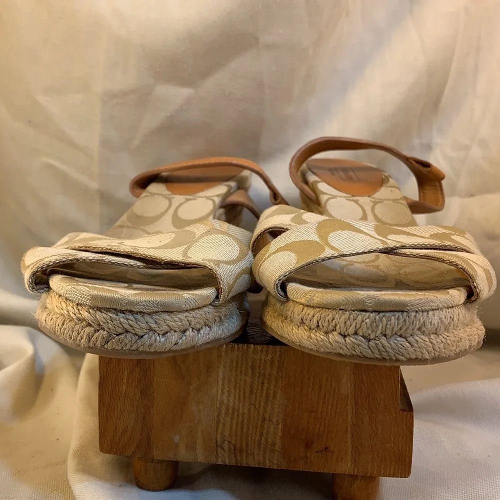 Coach leather detail espadrilles iconic logo wedge